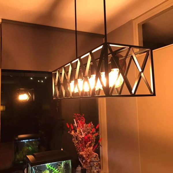 Retro Vintage Rectangular Cage Hanging Frame Light