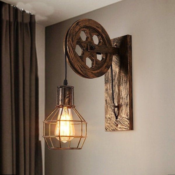 Retro Vintage Pulley Cage Wall Mounted Light