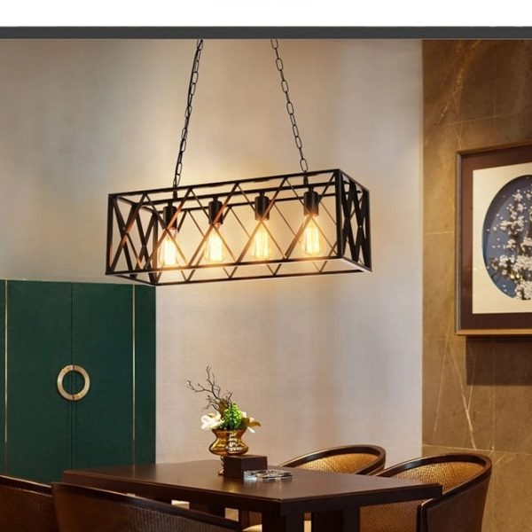 Retro Vintage Rectangular Cage Hanging Frame Light